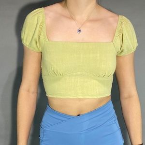 L.A. Hearts Green Crop Short Sleeve Size S